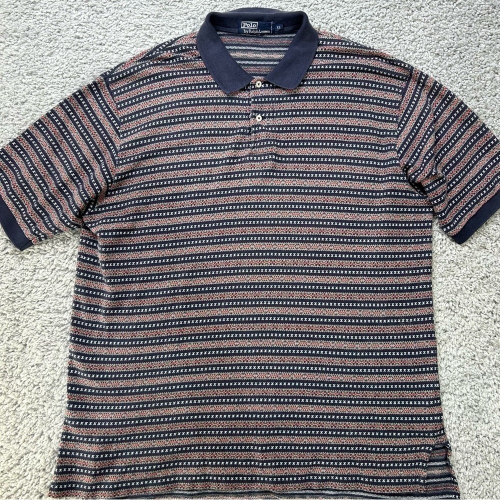 Polo by Ralph Lauren Shirt Mens Extra Large Retro Stripe Preppy Holiday Vintage
